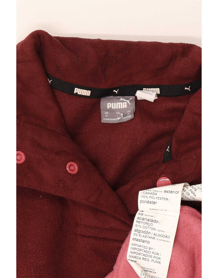 Puma Dame Oversized Grafisk Fleece Jumper UK 14 Medium Burgundy
