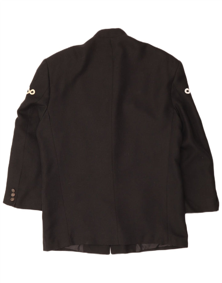 VINTAGE Herre 5-knaps blazerjakke UK 40 Stor sort viskose