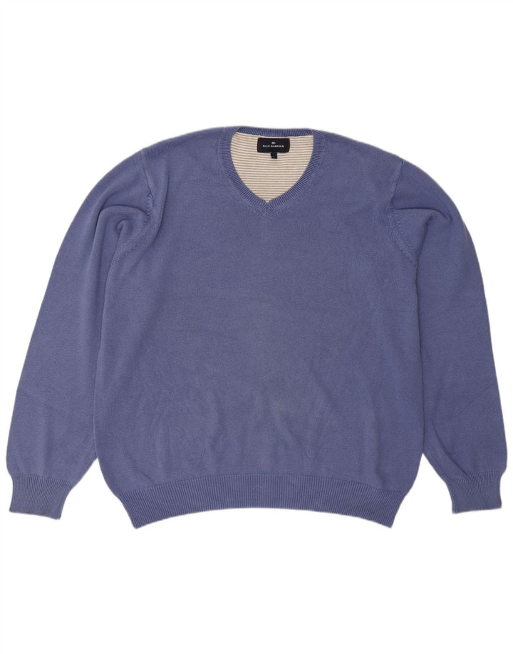 Marks & Spencer Herre Blue Harbor V-hals sweater Stor blå bomuld