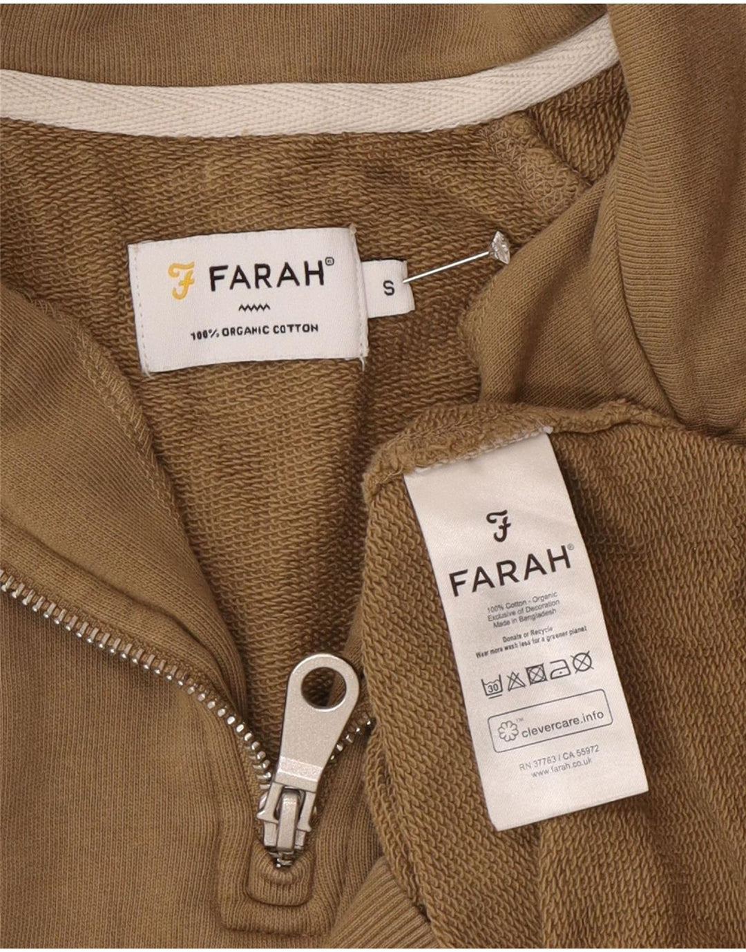 Farah Herre 1/4 Zip Sweatshirt Jumper Lille Grøn Bomuld