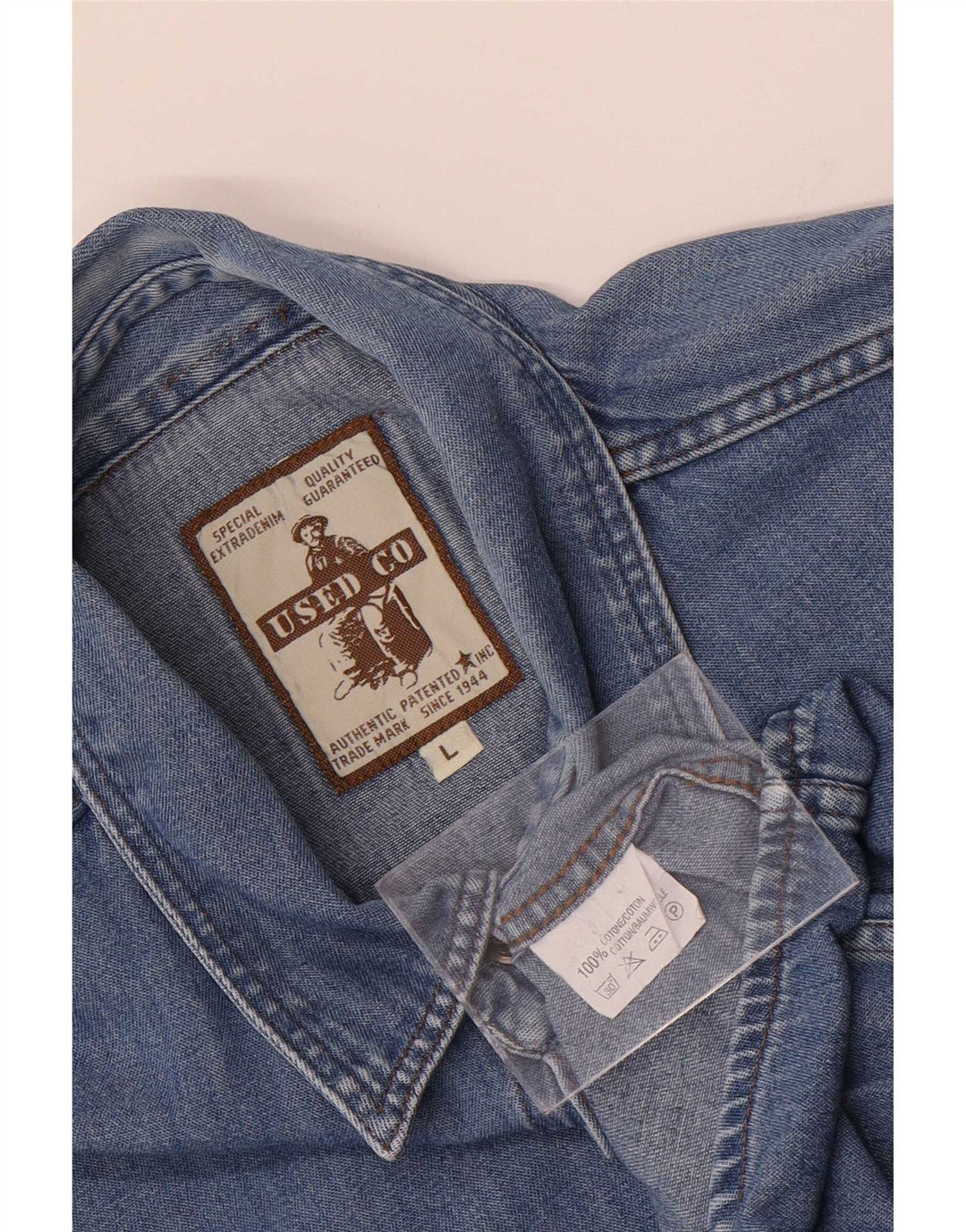 Vintage denimskjorte til mænd, stor blå bomuld