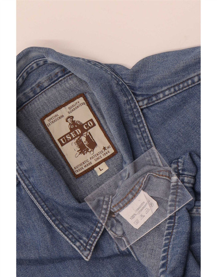 Vintage denimskjorte til mænd, stor blå bomuld