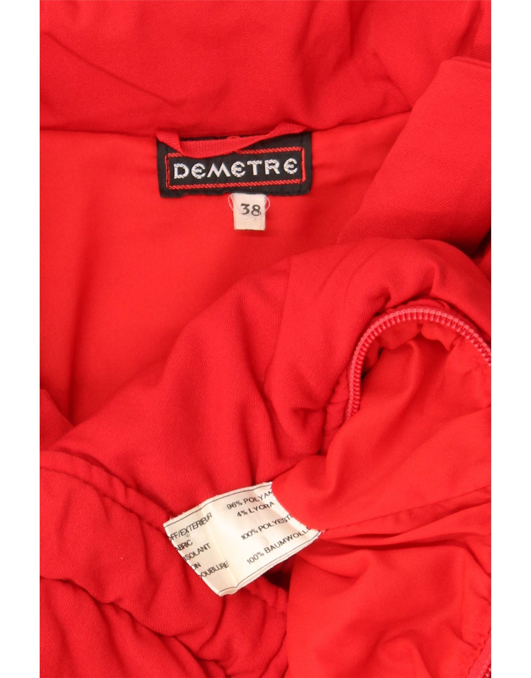 Vintage Dame Crop Polstret Jakke EU 38 Medium Rød Polyamid