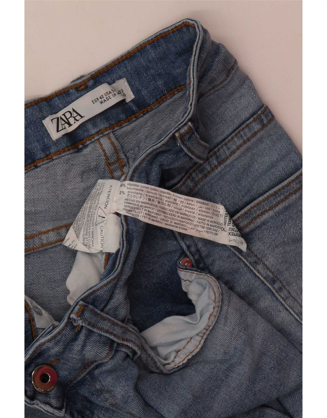 Zara Herre Slim Jeans EU 42 Large W32 L27 Blå Bomuld