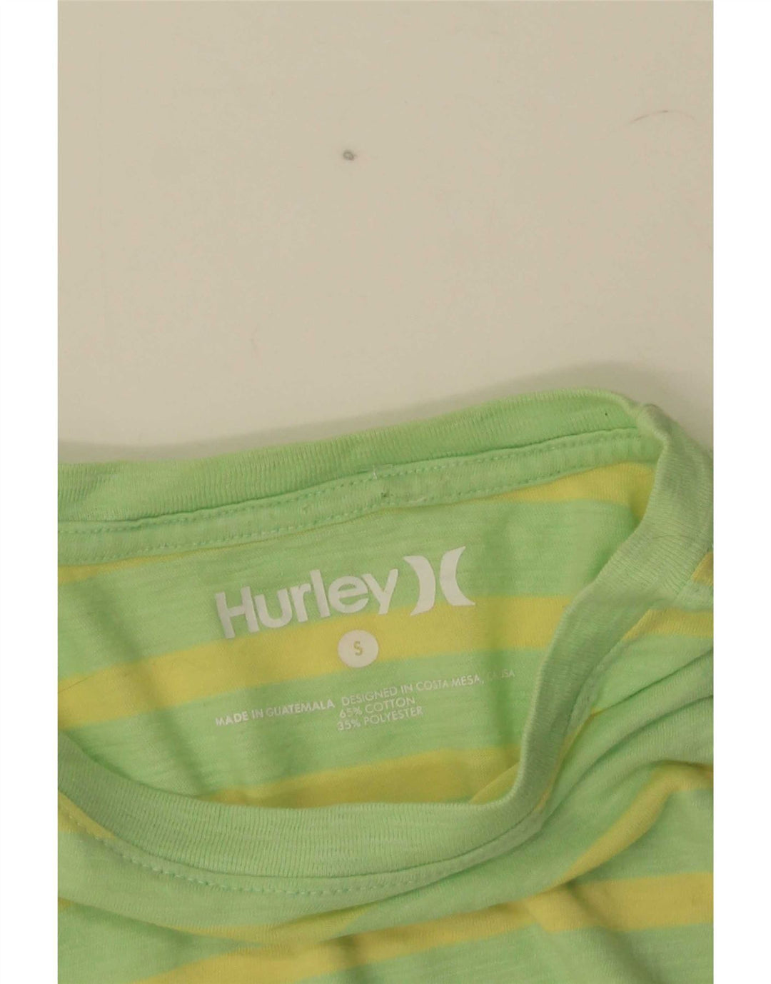 Hurley Herre T-Shirt Top Lille Grøn Stribet Bomuld