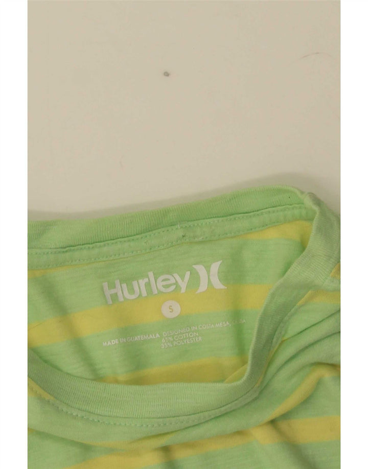Hurley Herre T-Shirt Top Lille Grøn Stribet Bomuld