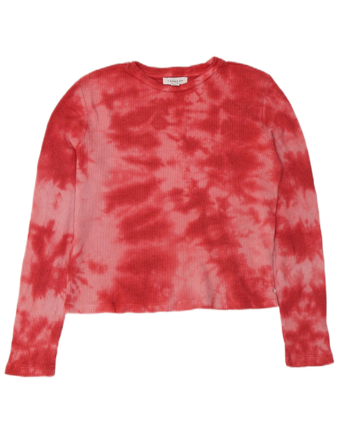 Topshop Dame Top Langærmet UK 8 Small Red Tie Dye Polyester