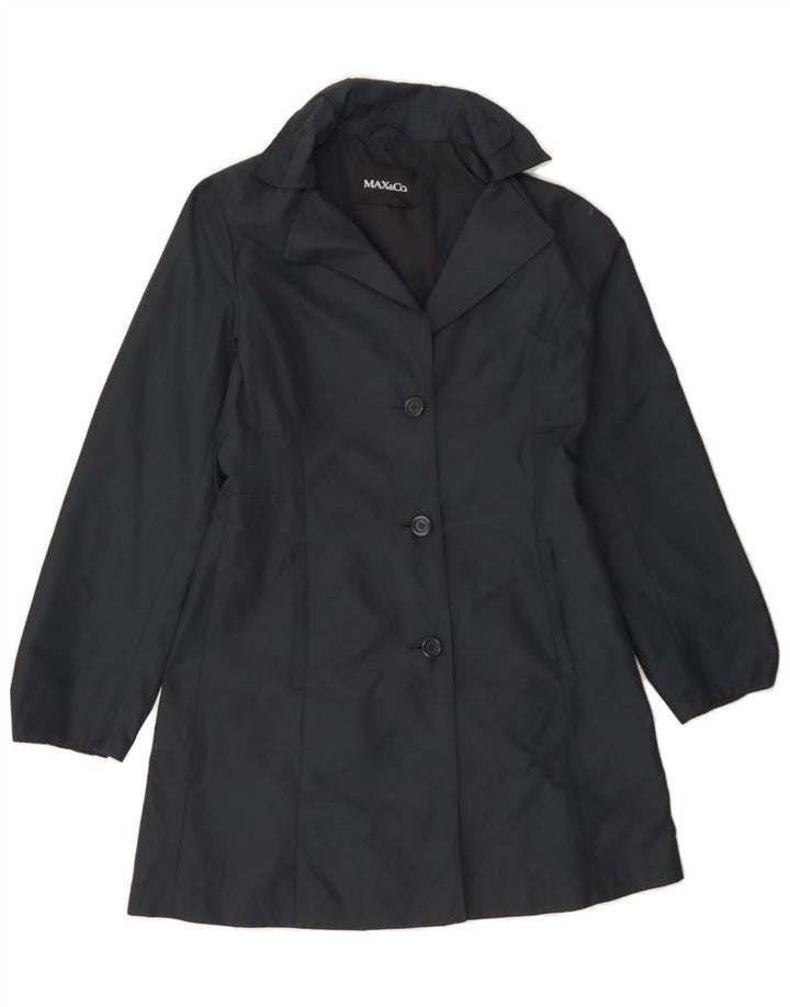 MAX & CO. Womens Overcoat UK 8 Small  Navy Blue Polyester Vintage Max & Co. and Second-Hand Max & Co. from Messina Hembry 