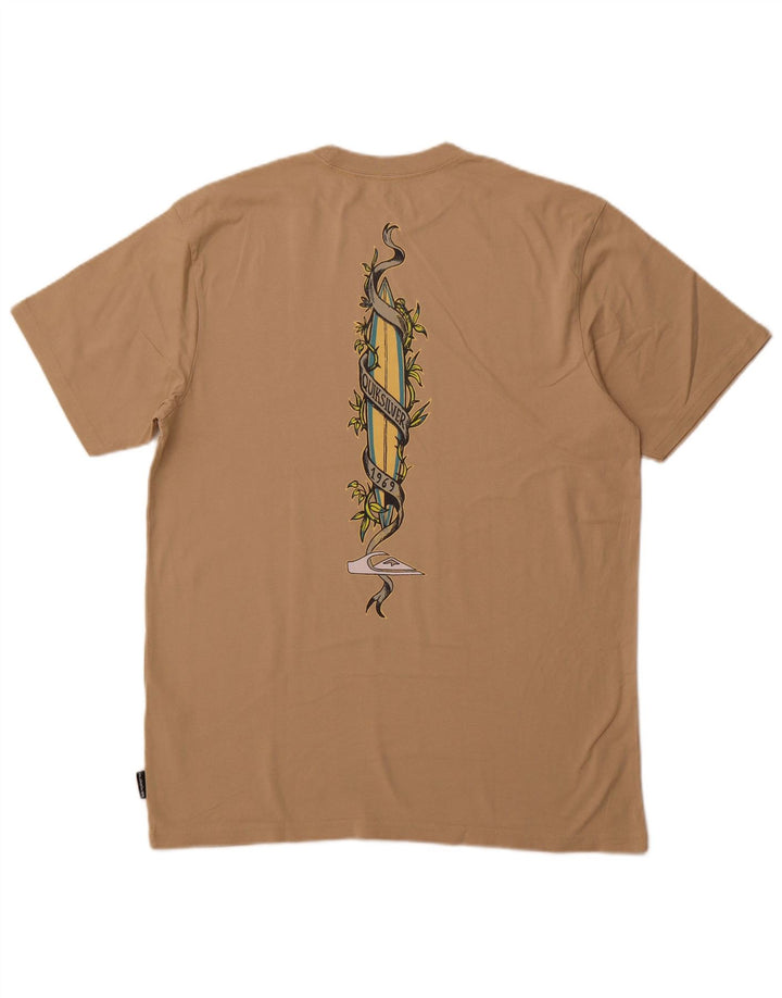 QUIKSILVER Herre Regular Fit Grafisk T-Shirt Top Stor Beige Bomuld