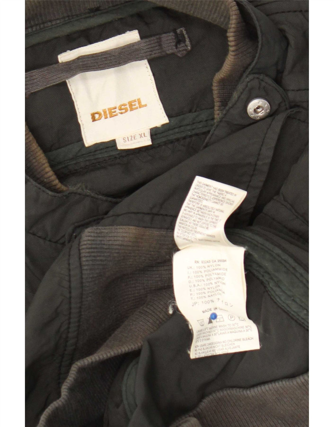 Diesel Dame Military Jacket UK 18 XL Sort Nylon