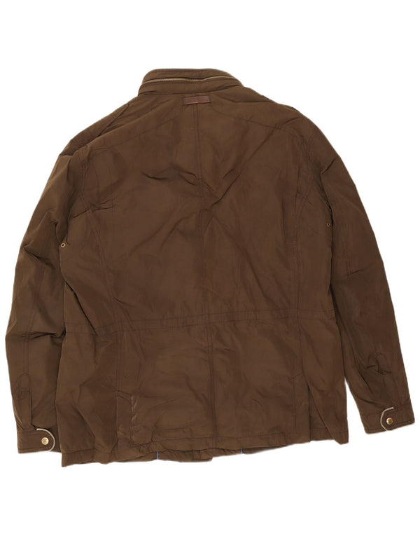 Massimo Dutti Herre Military Hooded Windbreaker Coat UK 44 2XL Brun