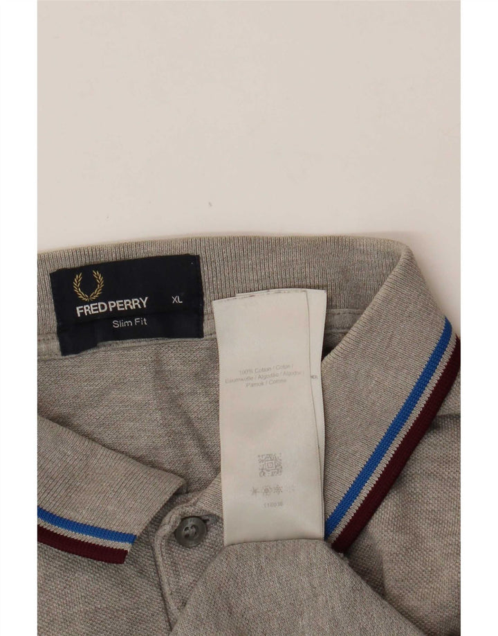 Fred Perry Herre Slim Fit Polo Shirt XL Grå Bomuld