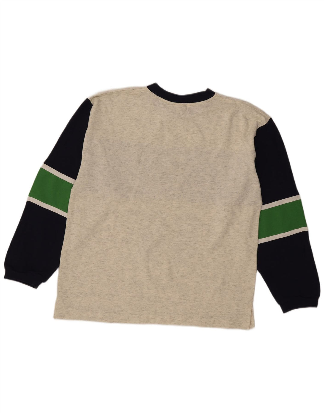 Vintage herre grafisk top langærmet stor grå farveblok