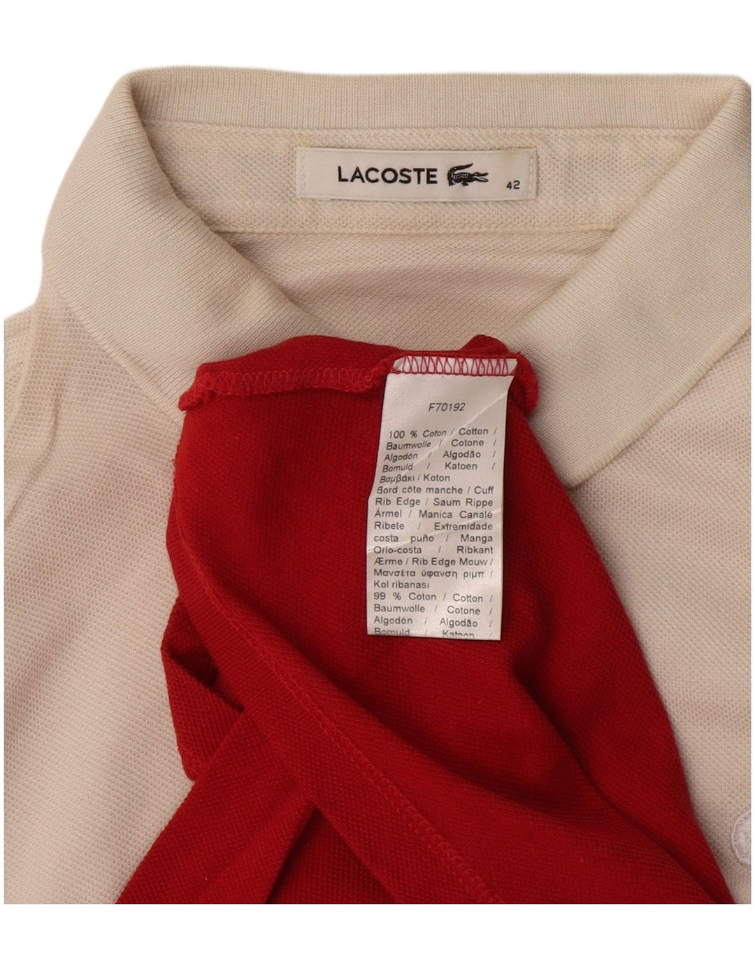 LACOSTE Poloshirt til kvinder str. 42 Large Rød Colourblock Bomuld