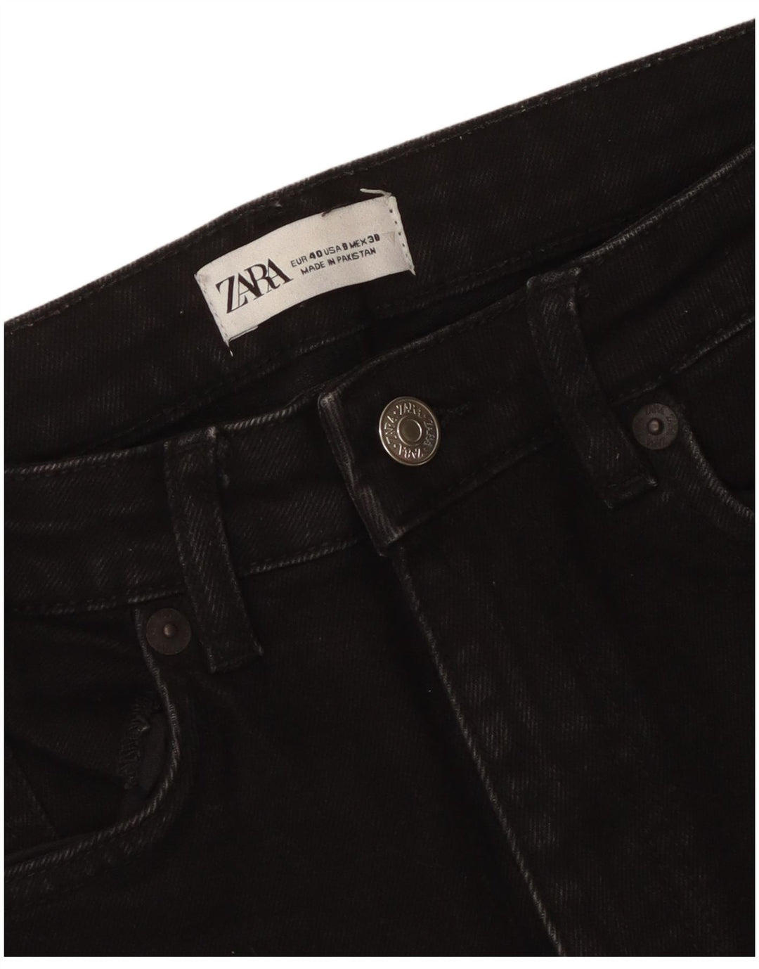 Zara Womens High Waist Cropped Jeans EU 40 Medium W30 L25 Black
