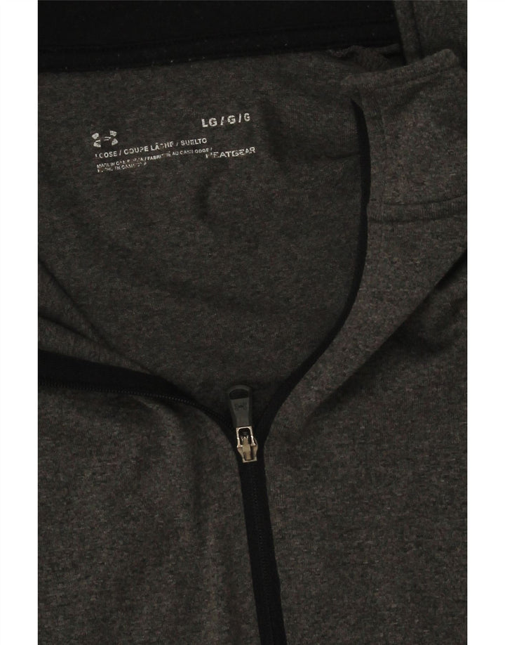 Under Armour Herre Zip Neck Pullover Træningsdragt Top Stor Grå Polyester
