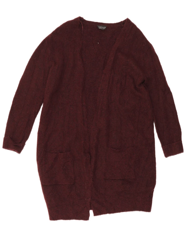 Topshop Dame Oversized Longline Open Cardigan Sweater UK 8 Small Burgundy