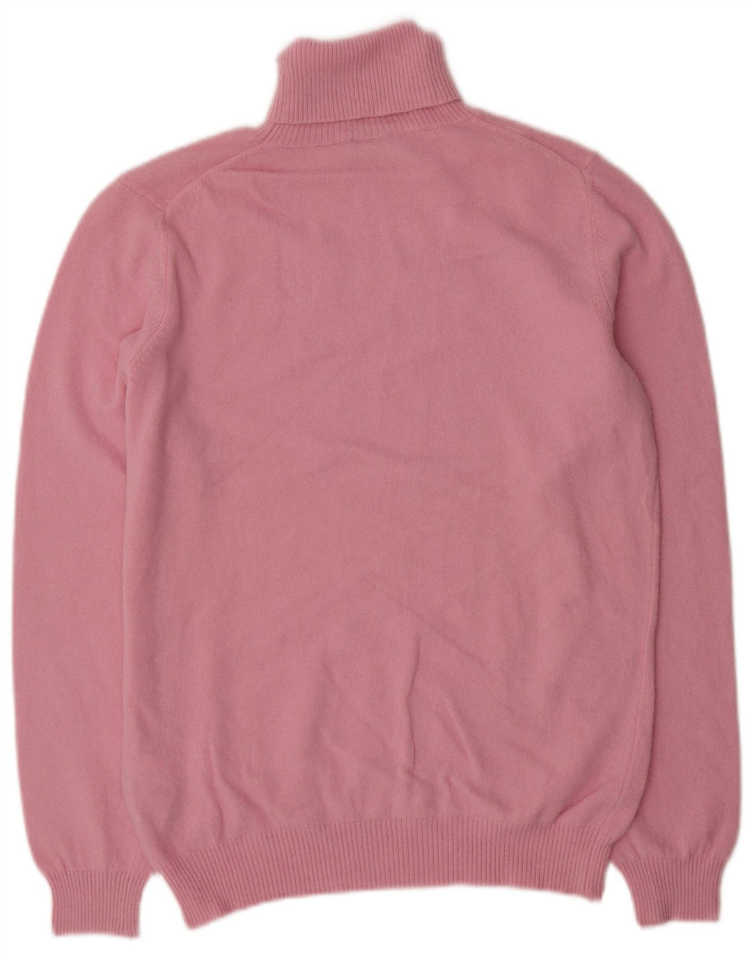 Benetton Dame Roll Neck Jumper Sweater UK 16 Large Pink Wool