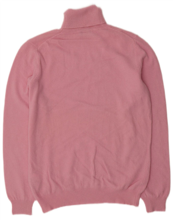 Benetton Dame Roll Neck Jumper Sweater UK 16 Large Pink Wool