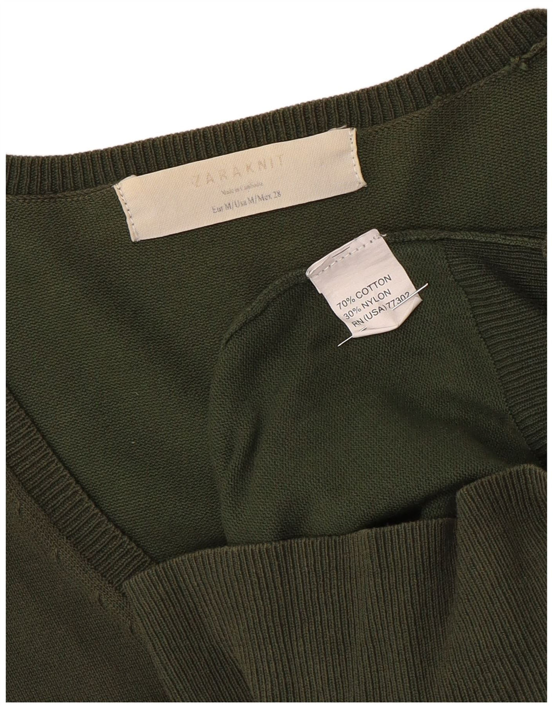 Zara Dame Cardigan Sweater UK 12 Medium Khaki Bomuld