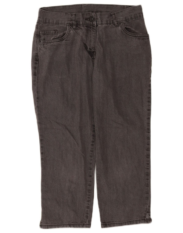Marks & Spencer Dame Capri Jeans UK 10 Small W28 L21 Sort Bomuld