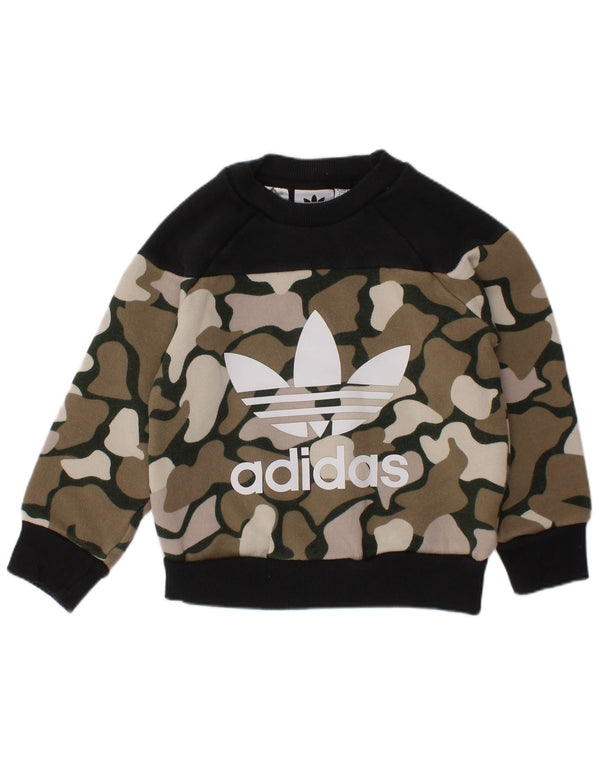 ADIDAS grafisk sweatshirt til drenge til baby 18-24 måneder Khaki Camouflage