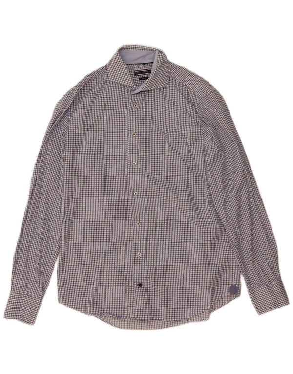 Tommy Hilfiger Herre Fitted Shirt Størrelse 41/16 Large Blue Check