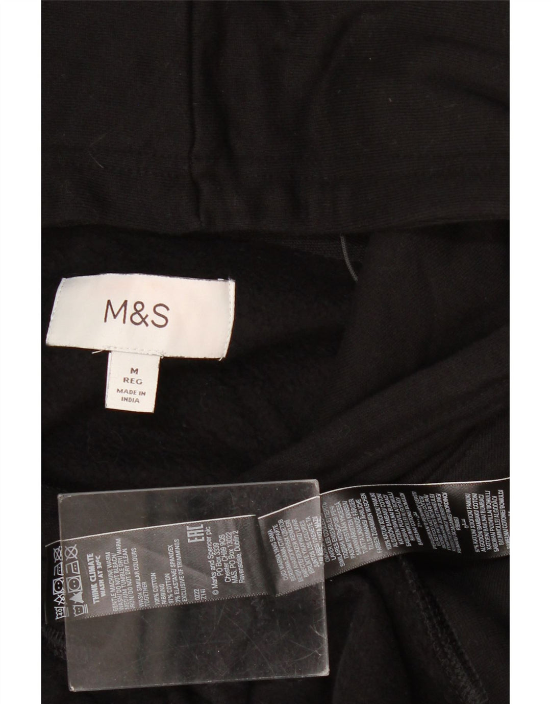 Marks & Spencer Herre hættetrøje Jumper Medium Sort Bomuld
