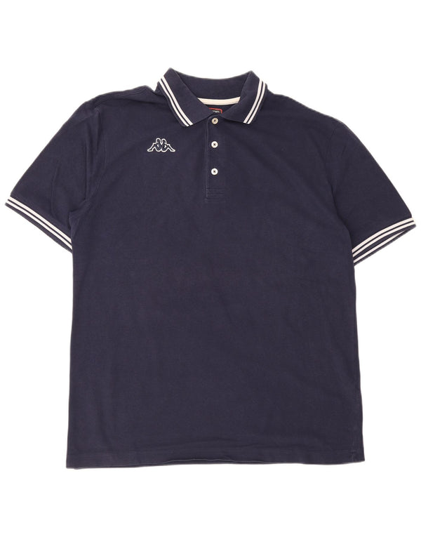 Kappa herre poloshirt XL marineblå stribet bomuld