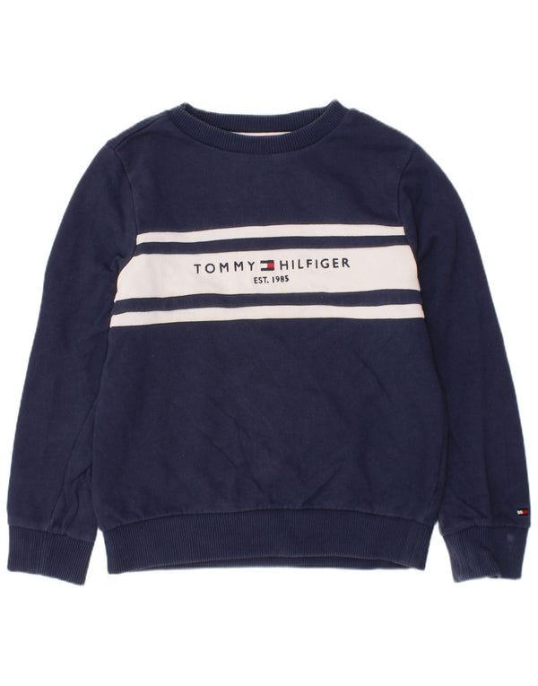 Tommy Hilfiger Boys Sweatshirt Jumper 5-6 år Navy Blue Colourblock