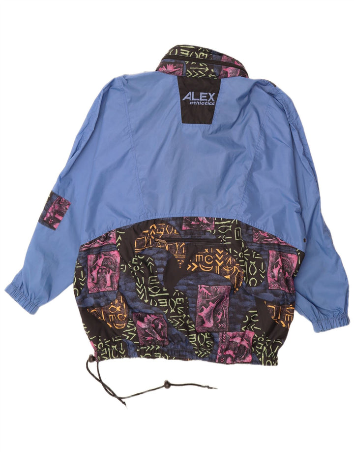ALEX ATHLETICS Herre Anorak Jacket UK 40 Stor Blå Geometrisk Polyamid