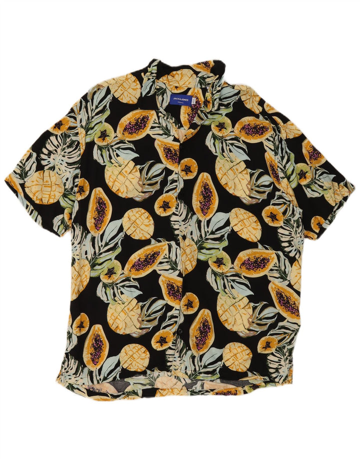 Jack & Jones Kortærmet Herreskjorte Medium Sort Floral Viscose
