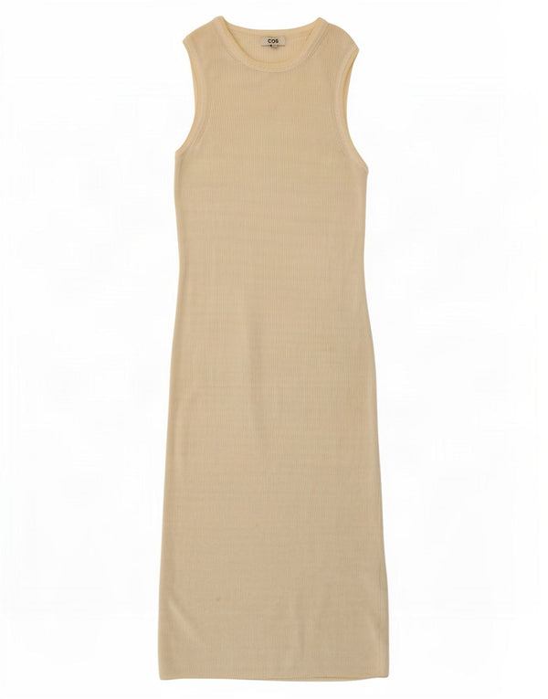 Cos Dame ærmeløs Maxikjole UK 10 Small Off White Bomuld