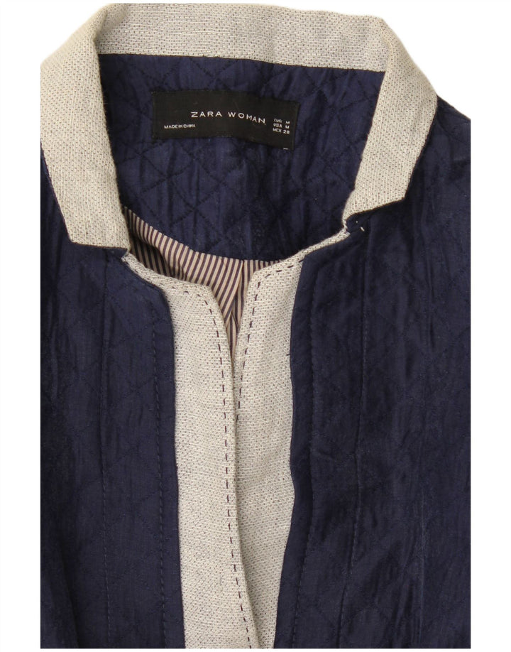 Zara Dame 3-knaps blazerjakke UK 14 Medium Navy Blue Colourblock