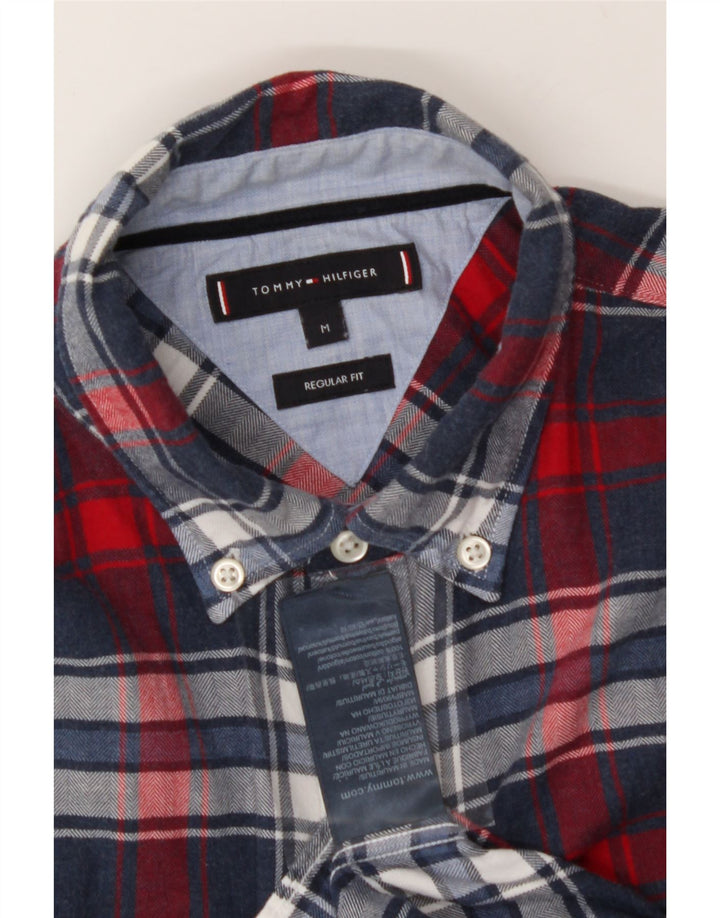 TOMMY HILFIGER Mens Regular Fit Flannel Shirt Medium Navy Blue Check Vintage Tommy Hilfiger and Second-Hand Tommy Hilfiger from Messina Hembry 
