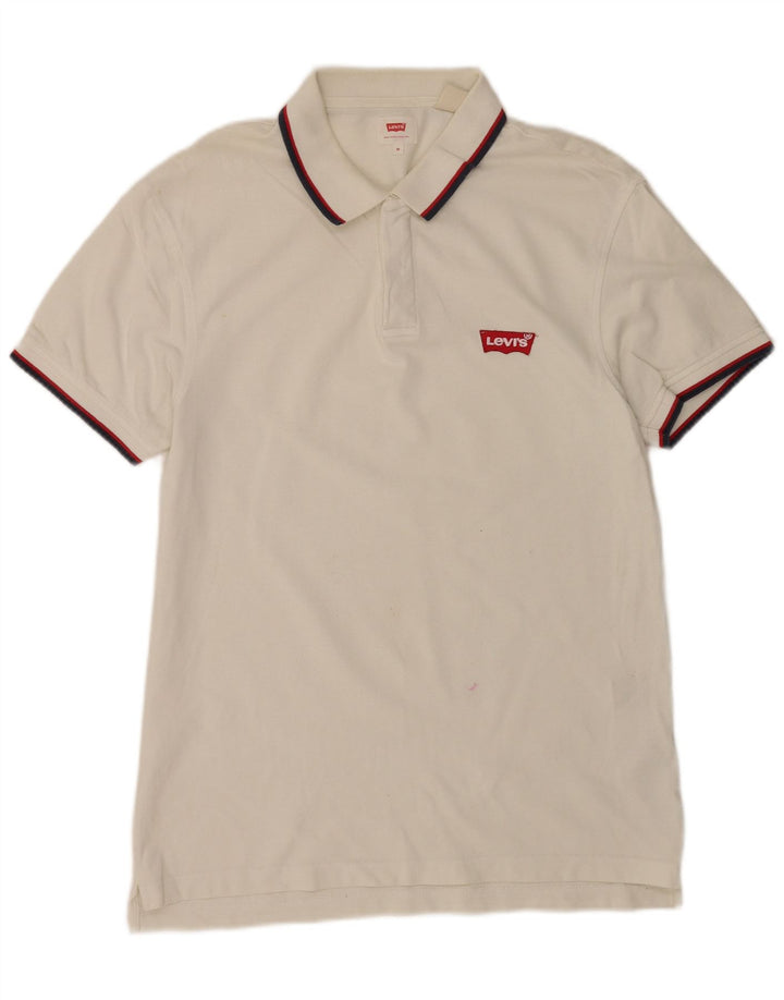 Levi's herre poloshirt Medium hvid stribet bomuld