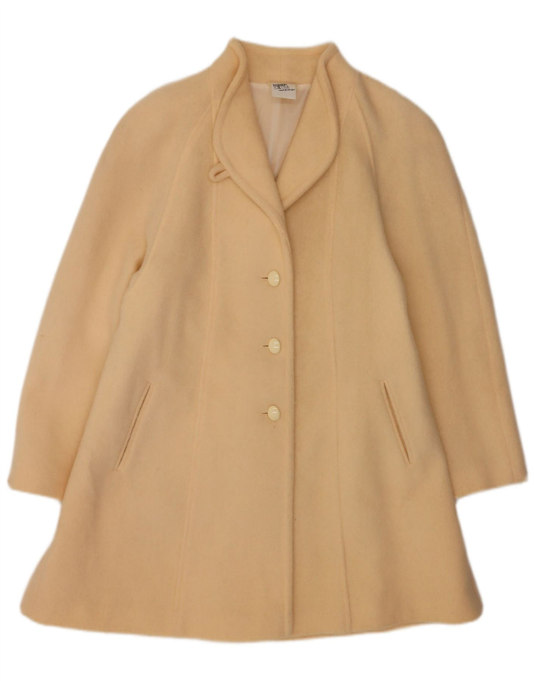 Vintage Dame Overfrakke UK 14 Stor Beige Ny Uld