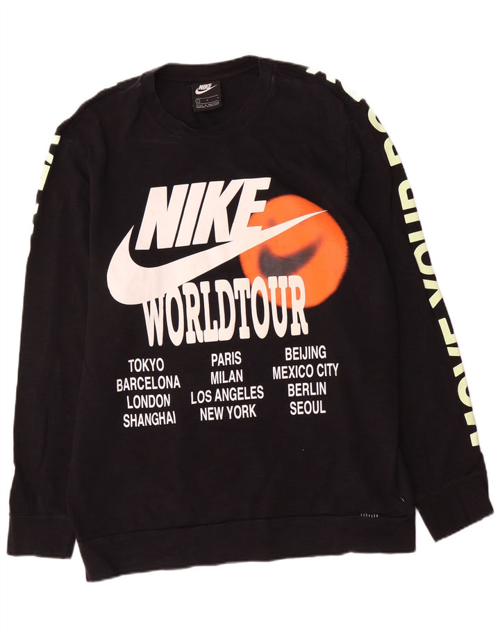 Nike Herre grafisk Regular Fit Sweatshirt Jumper Stor sort bomuld