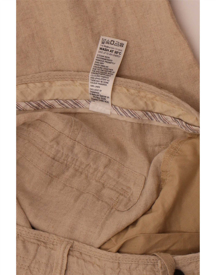 Marks & Spencer Herre Blue Harbor Bermuda Shorts Large W36 Beige Linen