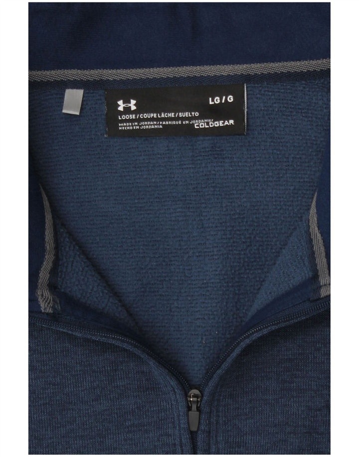 Under Armour Herre Cold Gear Sweatshirt Jumper Large Navy Blue Flecked