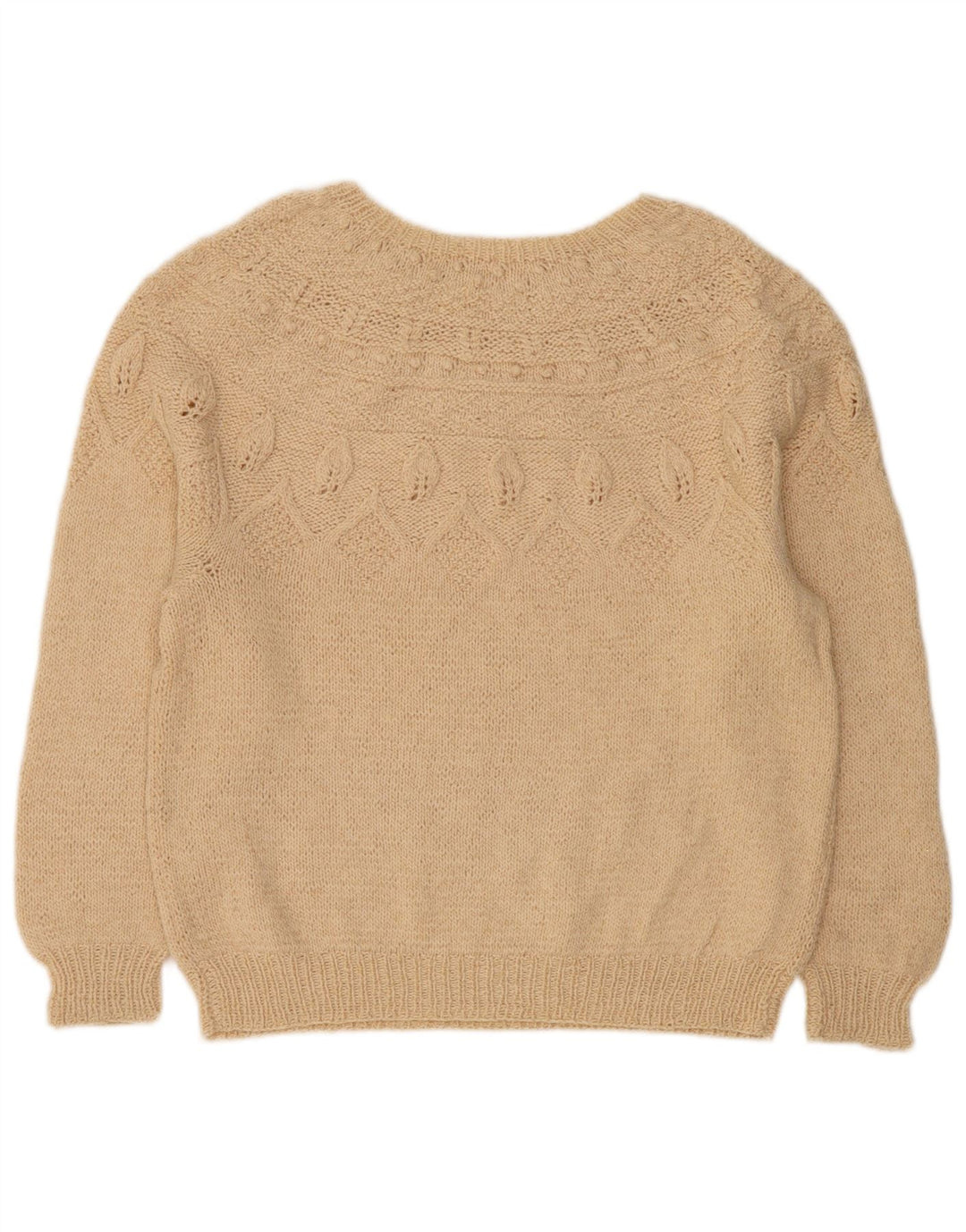 VINTAGE Dame Boat Neck Jumper Sweater UK 14 Large Beige