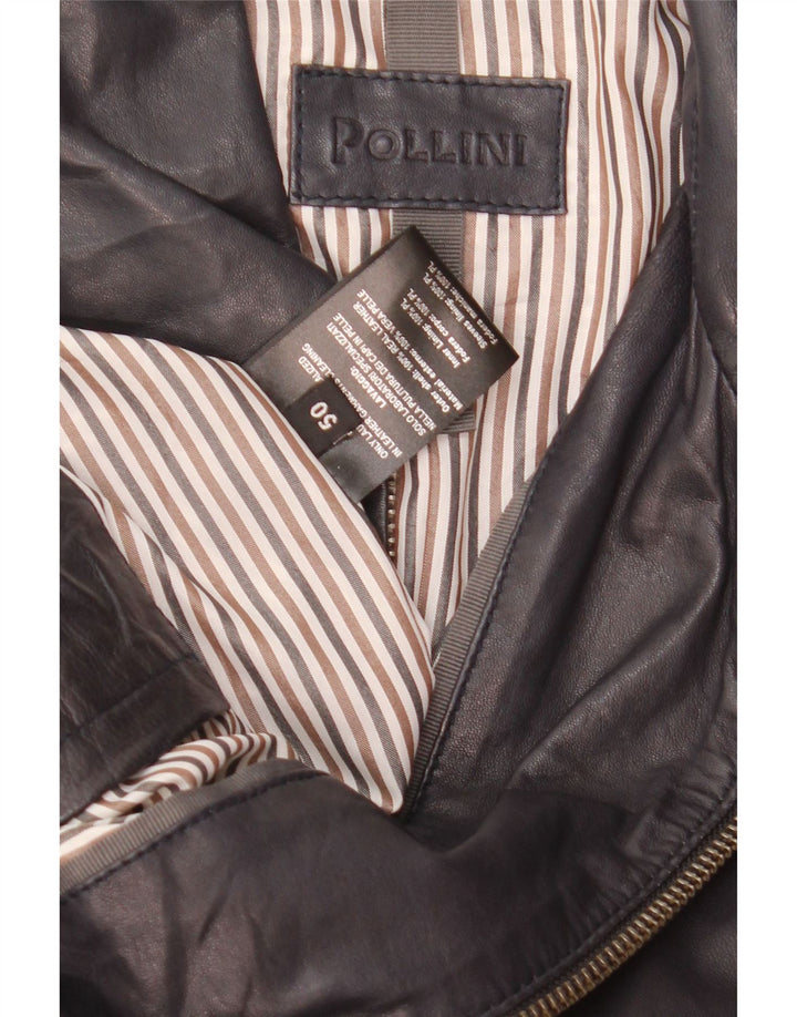 Pollini Herre Bomber Læderjakke IT 50 Large Navy Blue Læder