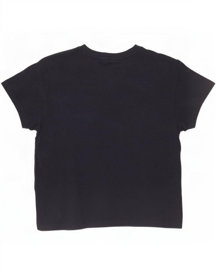 Champion Dame Grafisk T-Shirt Top UK 12 Medium Navy Blue