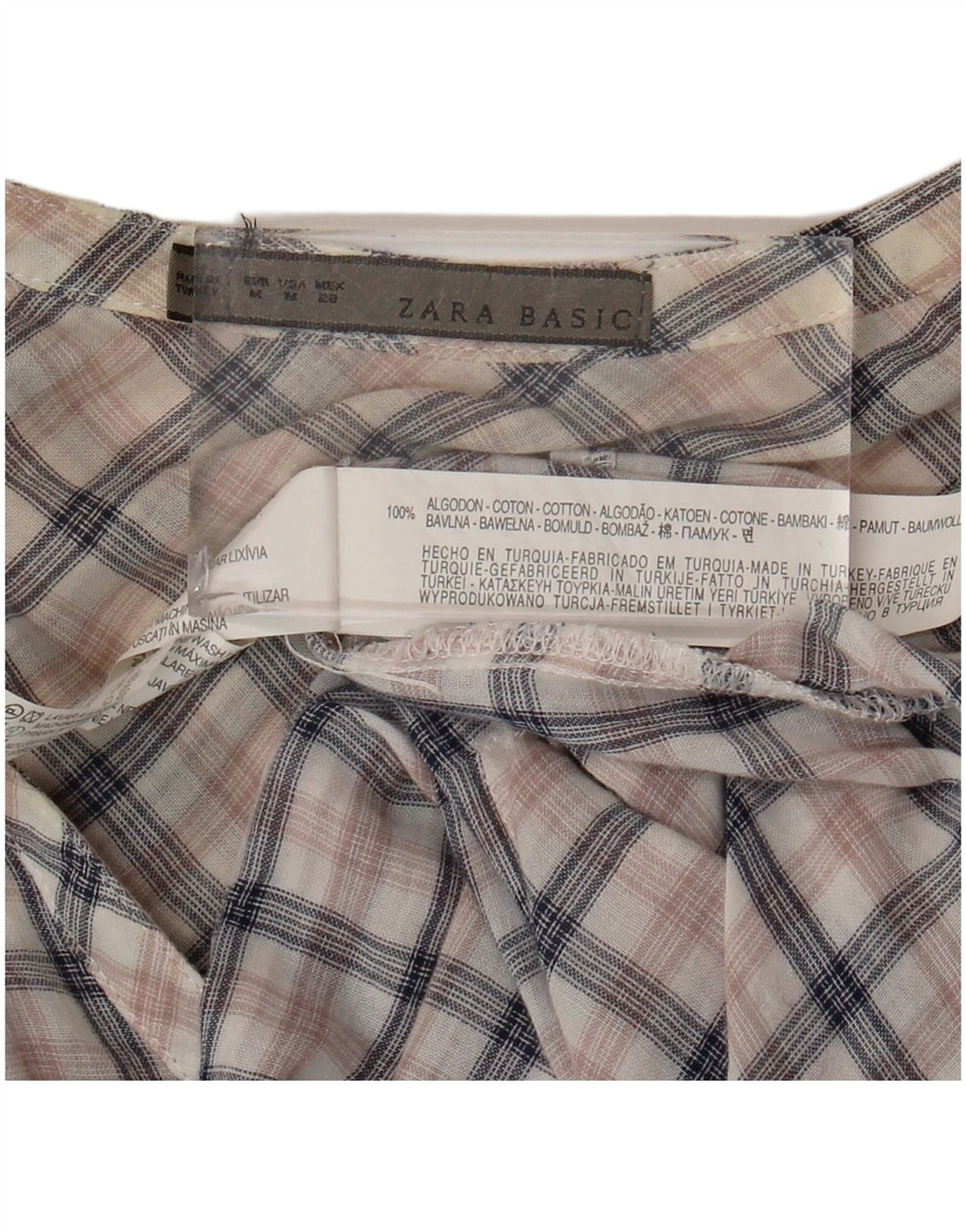 Zara Dame Pullover Shirt Dress UK 14 Medium Flerfarvet ternet bomuld