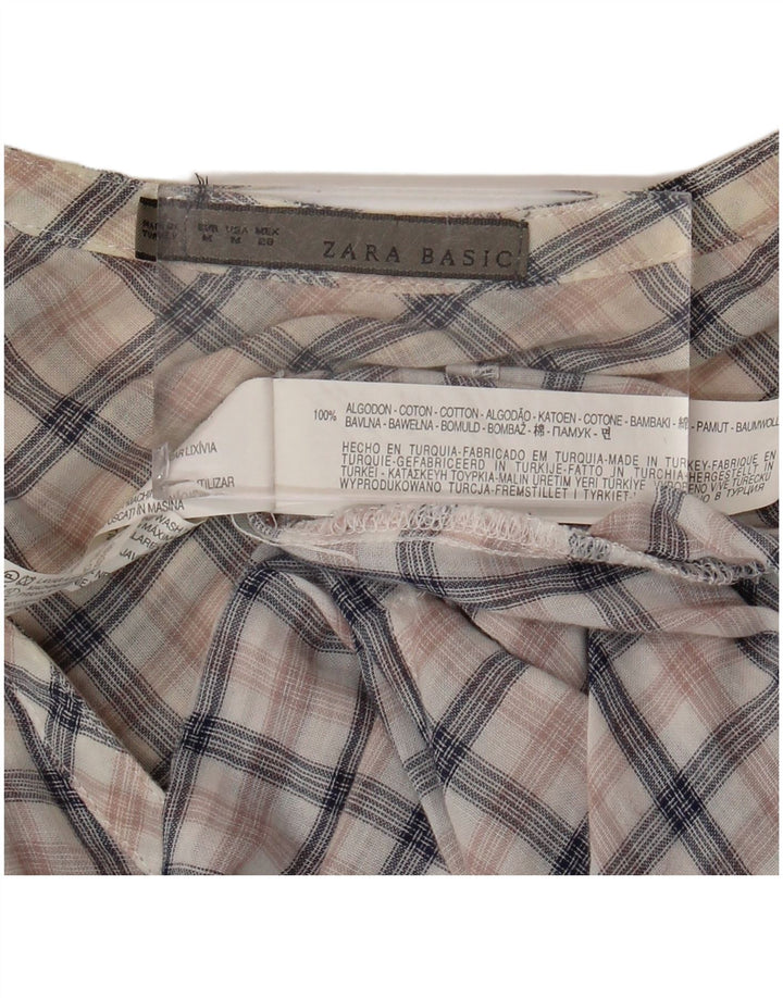 Zara Dame Pullover Shirt Dress UK 14 Medium Flerfarvet ternet bomuld