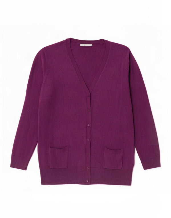 Marks & Spencer dame cardigan sweater UK 18 XL rødbrun akryl