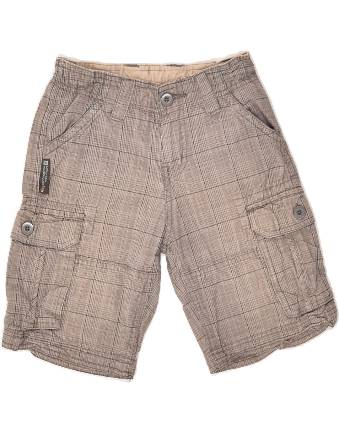 MOUNTAIN WAREHOUSE Drenge Cargo Shorts 7-8 år W22 Grå ternet bomuld