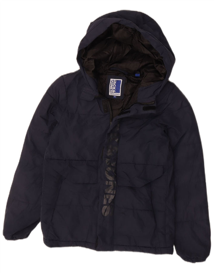 Jack & Jones drenge grafisk polstret hættejakke 11-12 år marineblå