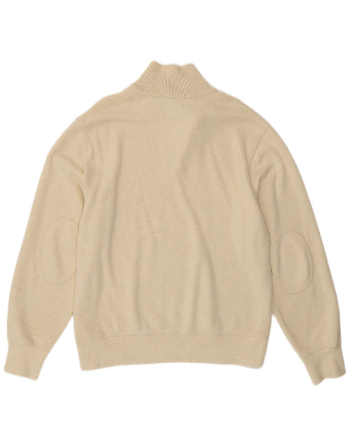 GANT Mens Zip Neck Jumper Sweater Medium Yellow Cotton