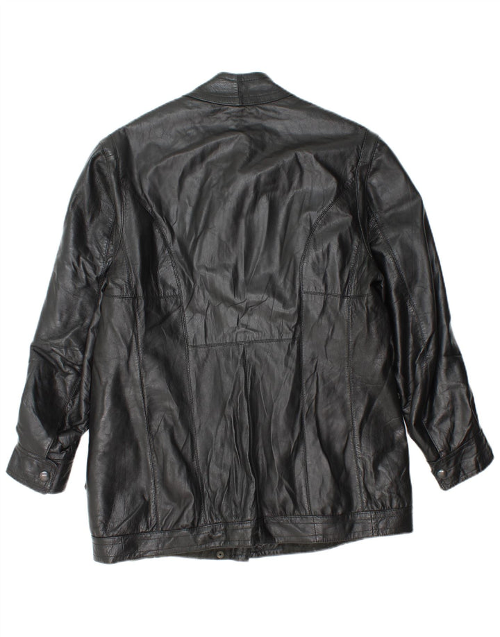 Vintage læderjakke til kvinder UK 14 Medium Sort